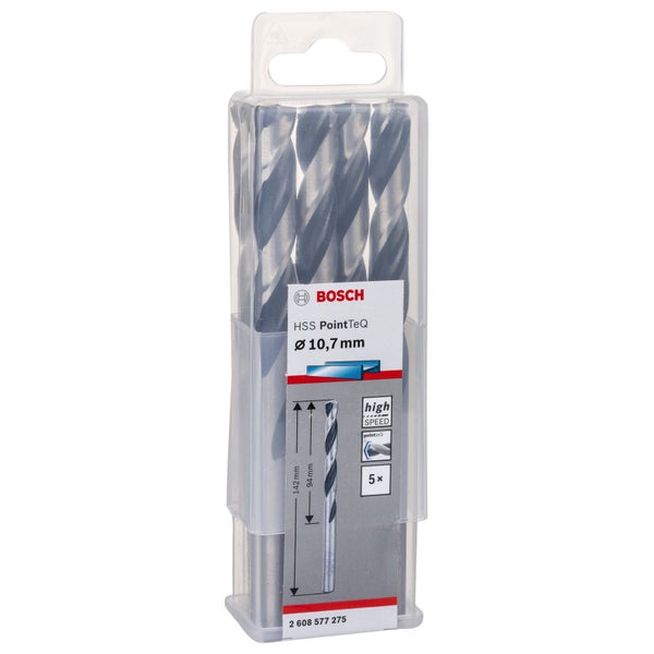 Bosch 5x HSS PointTeQ DIN 338 10,7 x 94 x 142 mm - 2608577275