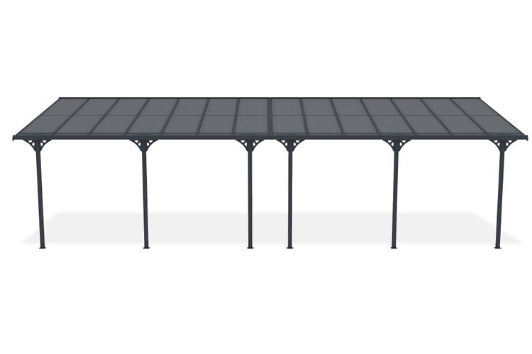 Angebaute Pergola/Carport 27m² KLEO 900L300 Aluminium Grau