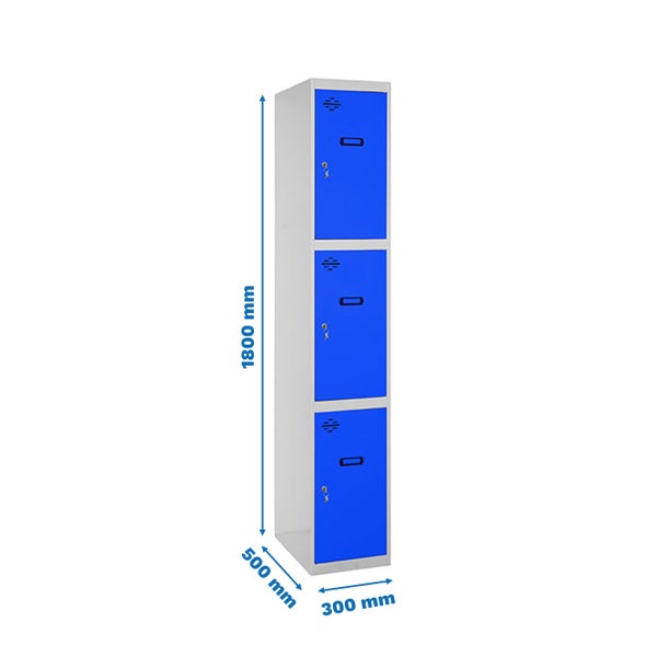 Metallspind mit drei Fächern und den Maßen 1800 x 500 x 300 Millimeter