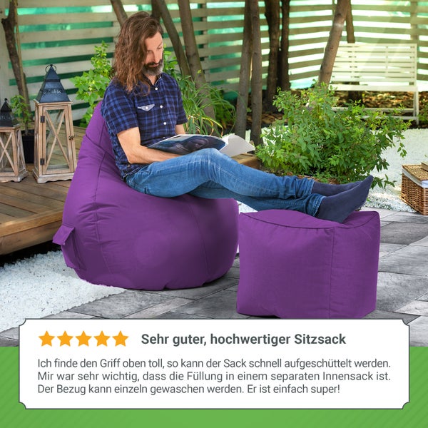 Green Bean Sitzsack mit Rückenlehne 80x70x90cm - Gaming Chair mit 230L Füllung Kuschelig Weich Waschbar - Bean Bag Bodenkissen Lounge Chair Sitzhocker Relax-Sessel Gamer Gamingstuhl Lila