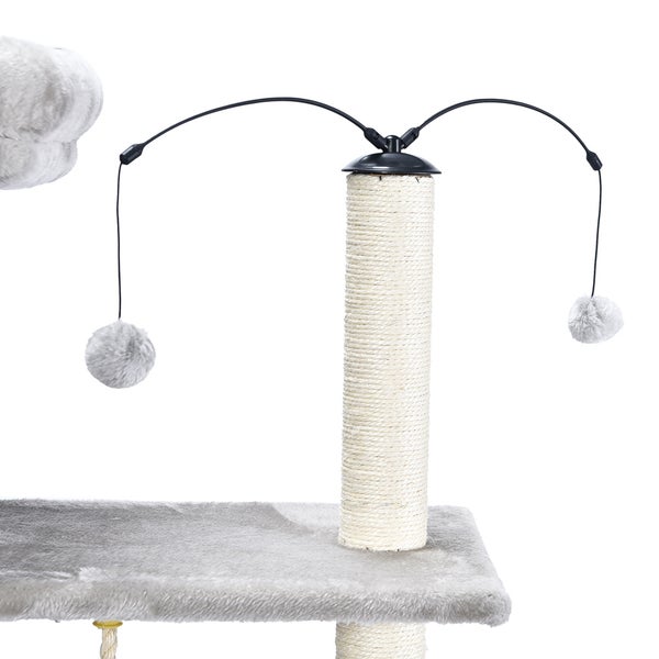 Home Deluxe - Kratzbaum JAX - Farbe: Grau, Maße: 136 x 124 x 40 cm, Material: Polyester, Sisal, Gestell: MDF I Katzenbaum Kratzpfosten