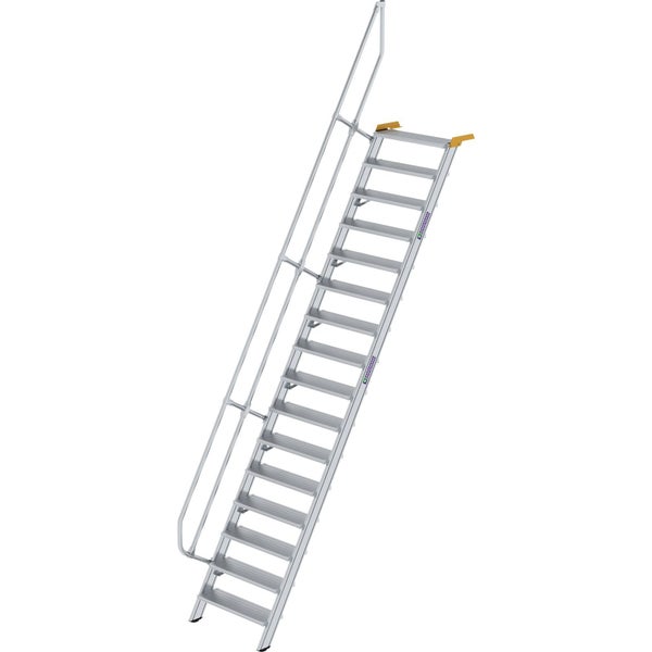 Günzburger Steigtechnik Treppe 60° Stufenbreite 800 mm 16 Stufen Aluminium geriffelt - 600236