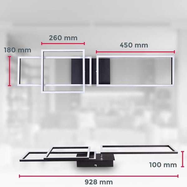 Abbildung einer LED-Deckenleuchte mit Maßangaben