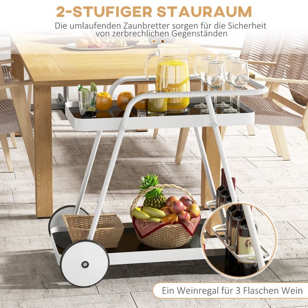 Outsunny Servierwagen, 86,5L x 51B x 78H cm, Stahl, Gehärtetes Glas, mehrfarbig