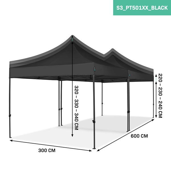 VONROC Pavillon 6x3m wasserdicht stabil - Partyzelt EasyUp System [3Min Aufbau] Popup Faltpavillon modular erweiterbar als Festival Zelt, Gartenpavillon