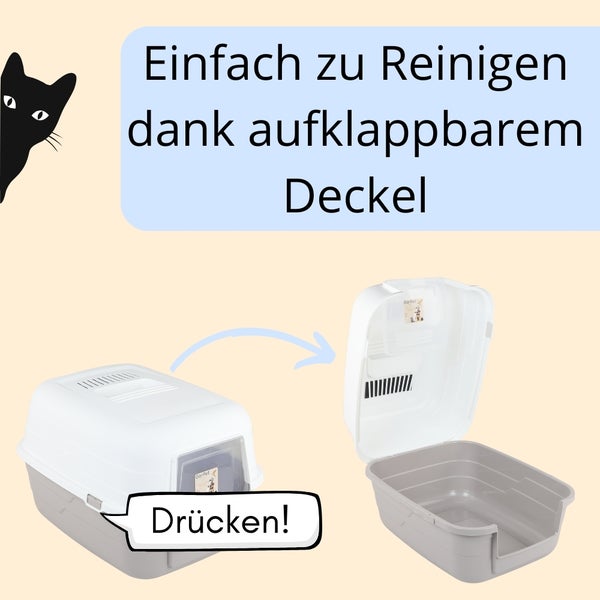 Katzenklo mit aufklappbarem Deckel für einfache Reinigung