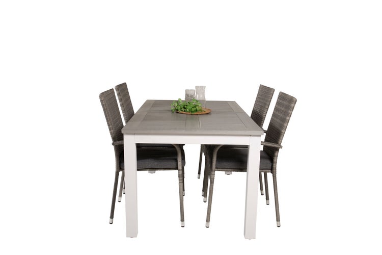 Albany Gartenset Tisch 90x160/240cm und 4 Stühle Anna grau. 90 X 160 X 75 cm