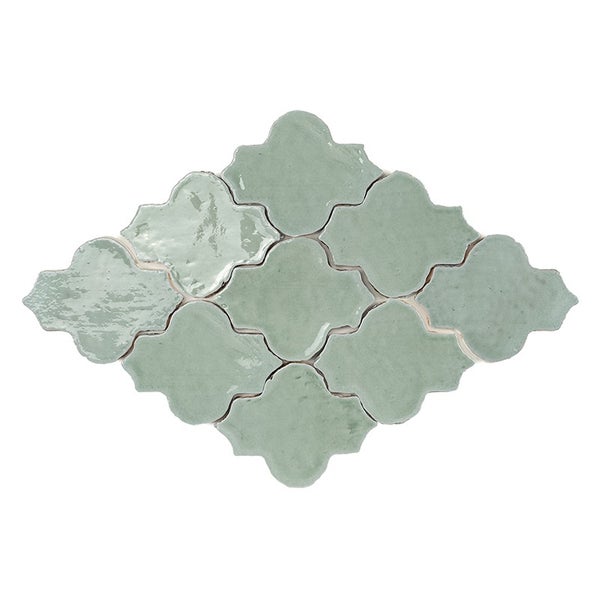 Set aus marokkanischen Wandfliesen in orientalischer Form mit glänzender Oberfläche als Musteraufbau