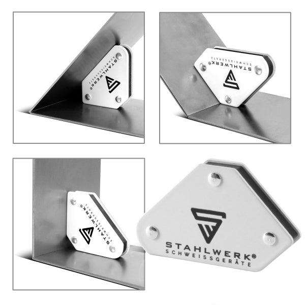 STAHLWERK Schweißwinkel 6er Set Magnet 4 kg 9 lbs Schweißmagnet + Masseklemme