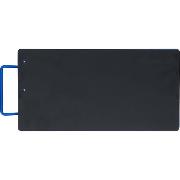 Schwarze Knie-Schutzmatte mit blauem Griff.