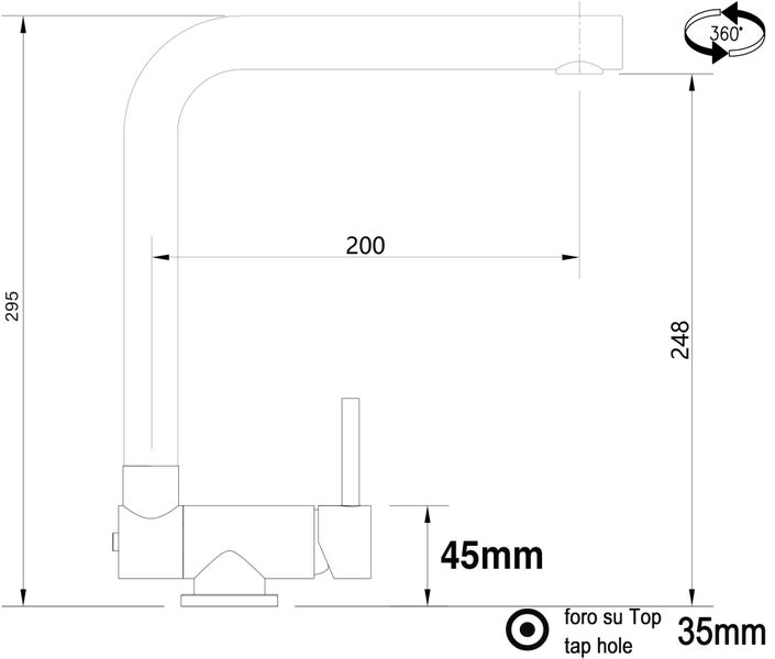 Wasserhahn Vorfenster Küchenarmatur, Umklappbar 4,5 CM, mit 360° schwenkbarem L-Auslauf, Verchromt / Weiß Granit