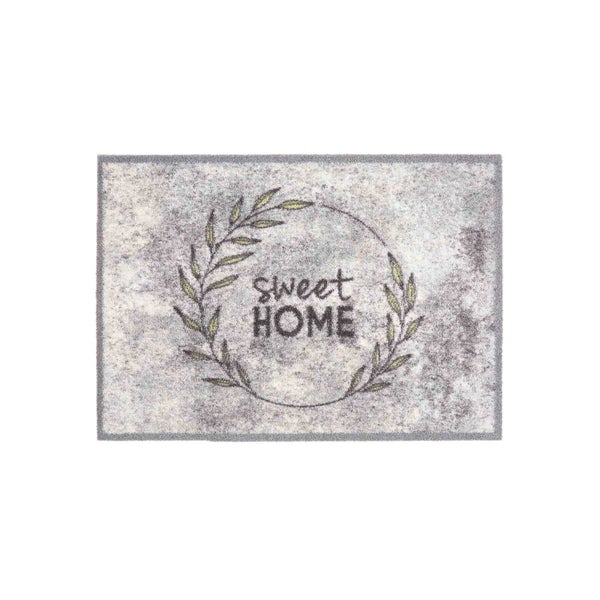Fußmatte mit Schriftzug Sweet Home und Blätterkranz