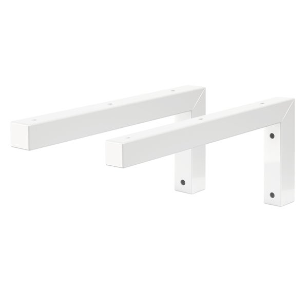 ML-Design 2er Set Wandkonsole Winkel L-Form für Waschtisch, 350x150 mm, Weiß, Stahl, Design Waschtischhalterung, Wandhalterung für Waschtischplatte Waschbecken, Konsolenträger Regalträger Regalhalter