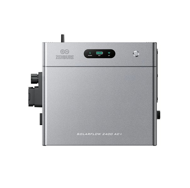 Zendure SolarFlow 2400 AC plus Energiespeicher für Balkonkraftwerke mit digitaler Anzeige und Antenne.