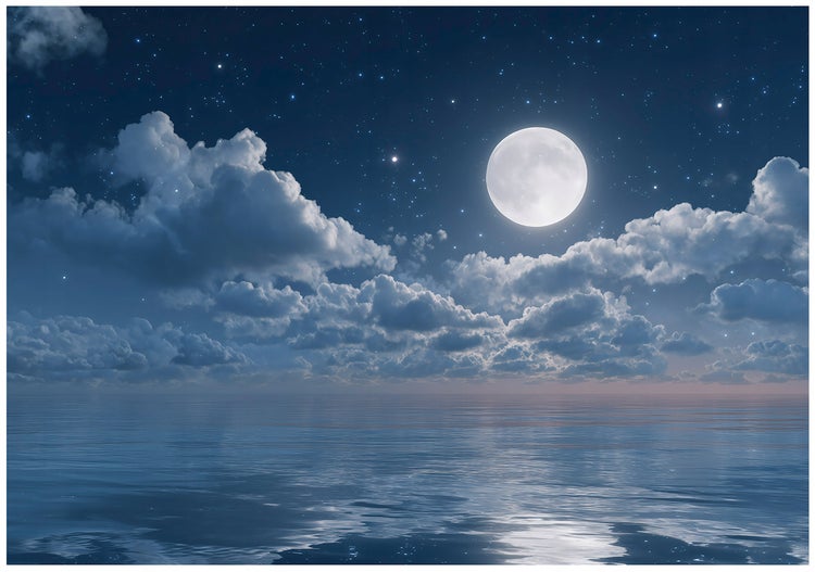 Fototapete Meer Mond Wolken 16199VX8 Vliestapete Wohnzimmer Schlafzimmer 400x280 cm