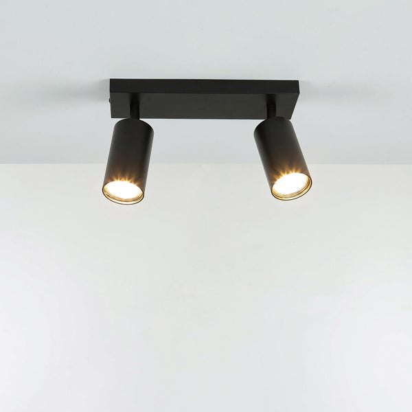 Schwarze Deckenleuchte mit zwei Strahlern