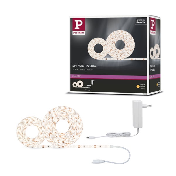Paulmann SimplLED Set mit 7,5 Meter LED Band, Trafo und Produktverpackung