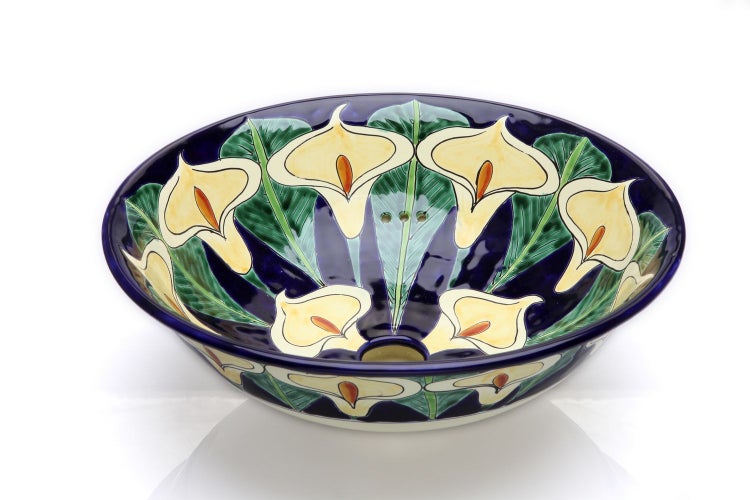 Keramikwaschbecken mit Blumenmuster