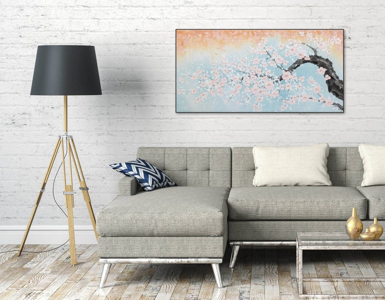 Handgemaltes Gemälde Acrylfarbe 120x60cm Blau