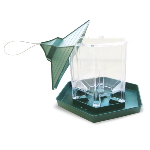 Vogelfutterhaus mit transparentem Behälter und Aufhängung