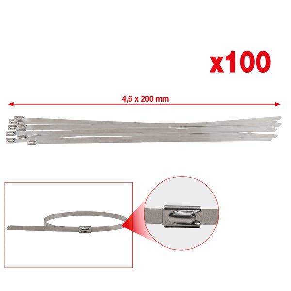 Edelstahlkabelbinder, 4,6 x 200 mm, 100 Stück