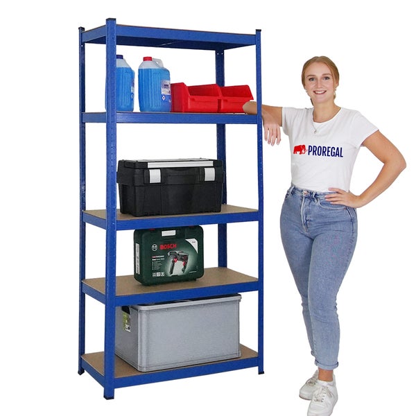 PROREGAL Mega Deal 5x Schwerlastregal Ragnar HxBxT 180 x 90 x 40 cm Fachlast 175 kg Blau