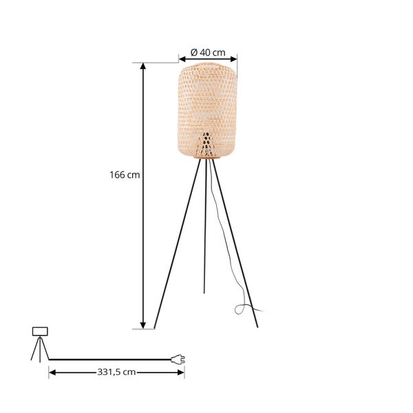 Lucande Stehlampe Jorick (Landhaus, Vintage Rustikal) aus Metall (1 flammig E27) - Holz Stehleuchte Floor Lamp Standleuchte Wohnzimmerlampe Tripod Wohnzimmerleuchte