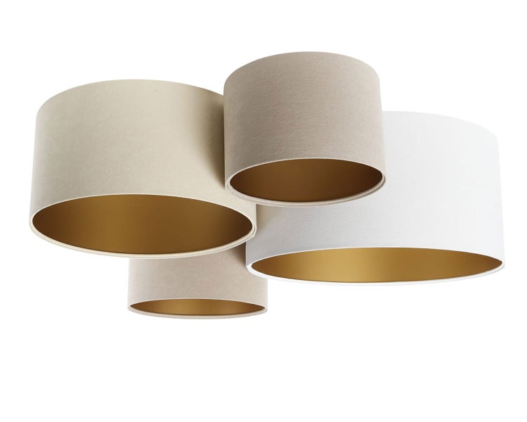 Deckenleuchte PlaMian 4 Velours beige, creme, white & gold