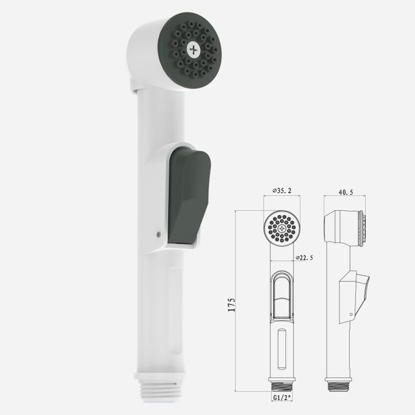 Handbrause mit den Maßangaben.