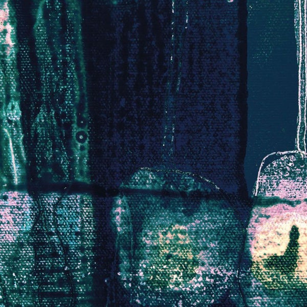 Abstrakte Malerei mit dunklen und hellen Farbflächen