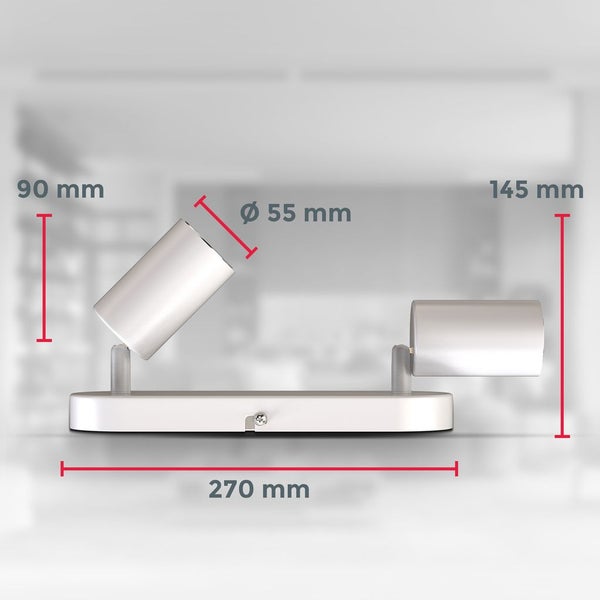 Deckenstrahler - schwenkbar, GU10 Fassung, 2-flammig, weiß