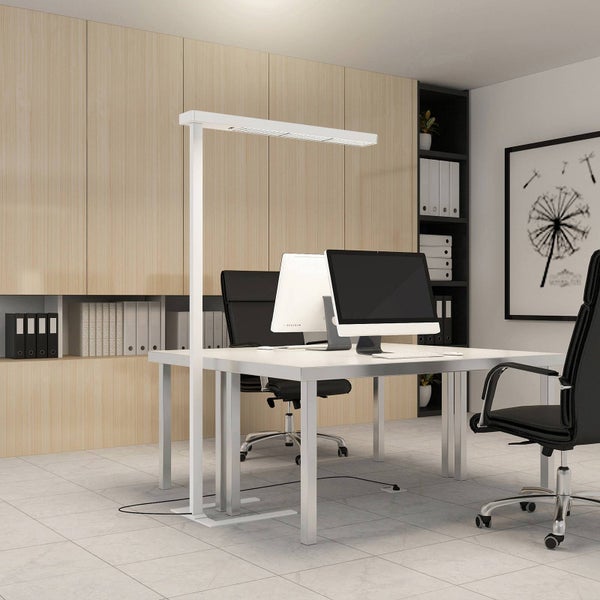 Arcchio LED Bürostehleuchten Susi ( Touchdimmer) dimmbar mit Bewegungsmelder (Modern) in Weiß aus Aluminium (2 flammig, ) - Bürolampe Arbeitsplatzlampe Standleuchte Stehlampe Deckenfluter