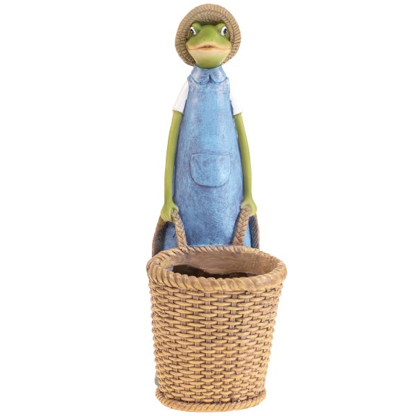 Dekofigur Frosch mit Korb für den Garten