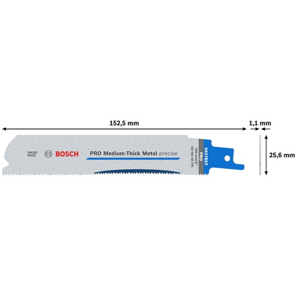 Bosch PRO Medium-Thick Metal precise S937BEF Blatt 1,1 x 25 x 150 mm 5-tlg. - 2608658991