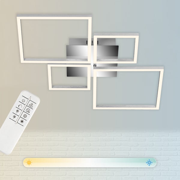LED Deckenleuchte Fernbedienung CCT chrom 40W dimmbar Metall Briloner