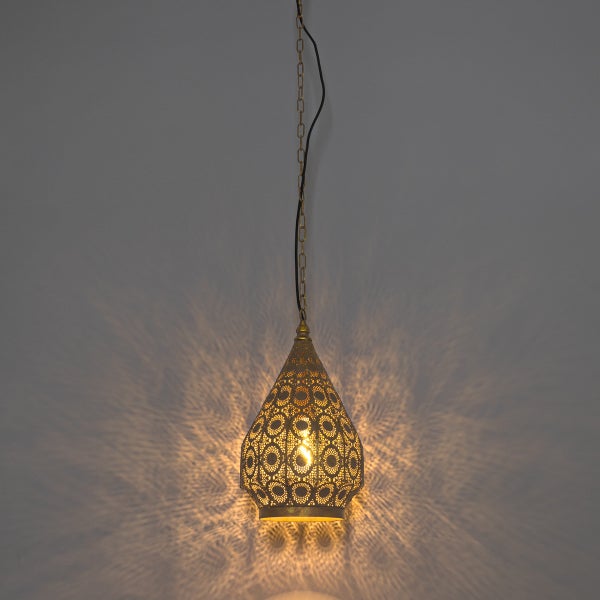 Verzierte Hängelampe aus Metall mit Kettenaufhängung