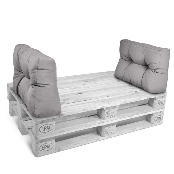 Beautissu ECO Style Palettenkissen Rücken 60x40x10cm Hellgrau (2tlg)