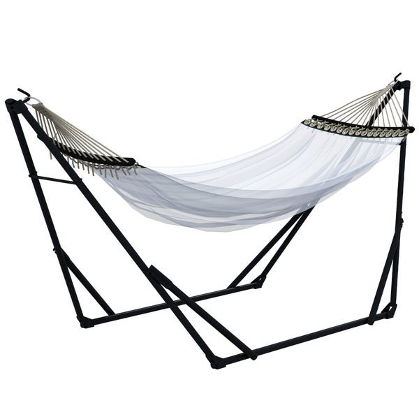 Outsunny Hängemattengestell, Hängestuhlgestell, Hängemattenständer mit Hängematte, Tragetasche, bis 120 kg Belastbar, Stahl, 263 x 89 x 100 cm, Schwarz