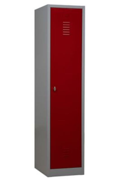 PROREGAL Garderobenspind Camel 1-Fach HxBxT 180 x 41 x 50 cm Vorhängeschloss Grau-Rot