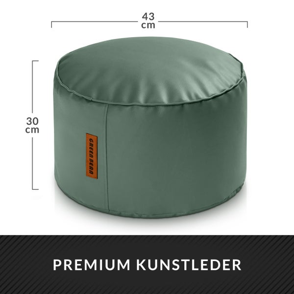 Sitzpouf aus Kunstleder mit den Maßen 43 cm mal 30 cm