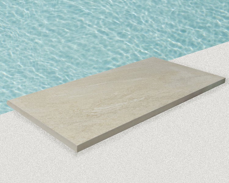 Wohnrausch Keramik Poolumrandung Beckenrandstein BEIGE, 60 x 30 x 3 cm, 1 Rundkante, beige