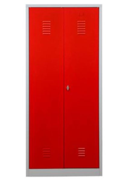 PROREGAL Garderobenspind Camel 2-Fächer & 1-Schloss HxBxT 180 x 80 x 50 cm Vorhängeschloss Grau-Rot