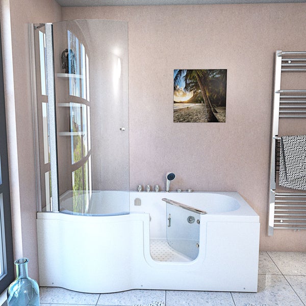 Seniorendusche und  Wanne mit Whirlpool S12D-TH-WP-R-EC 85x170 cm