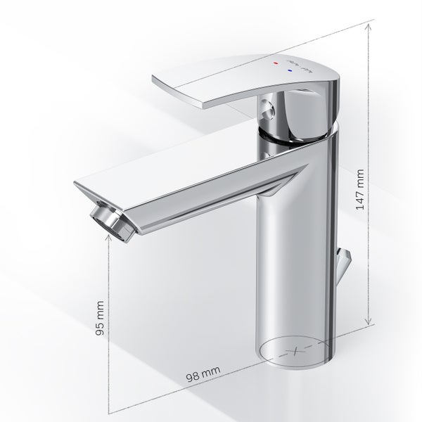 Armatur mit Maßen für Waschbecken