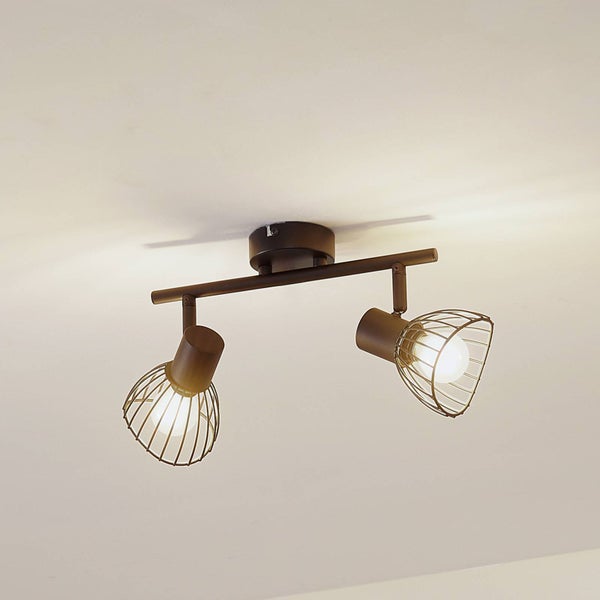 Deckenleuchte mit zwei Strahlern und Käfigoptik