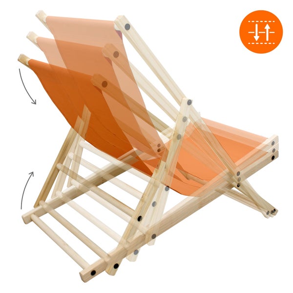 ECD Germany 10er Set Liegestuhl klappbar Orange aus Holz, verstellbare Rückenlehne, 3 Positionen, bis 120kg, Sonnenliege Gartenliege Strandliege Strandstuhl Holzklappstuhl, für Garten, Balkon & Strand