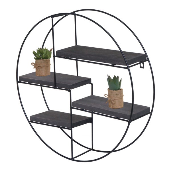 Rundes Wandregal mit vier Ablagen zur Dekoration