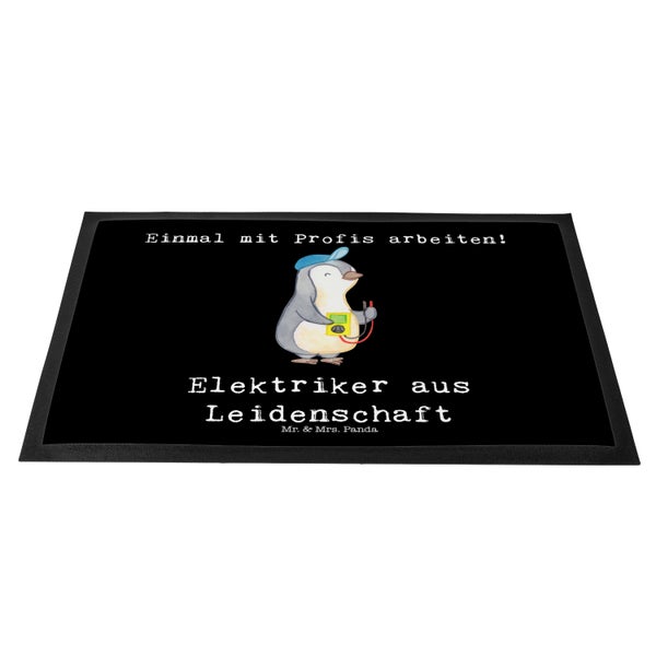 Mr. & Mrs. Panda 40 x 60 cm Fußmatte Elektriker Leidenschaft - Schwarz