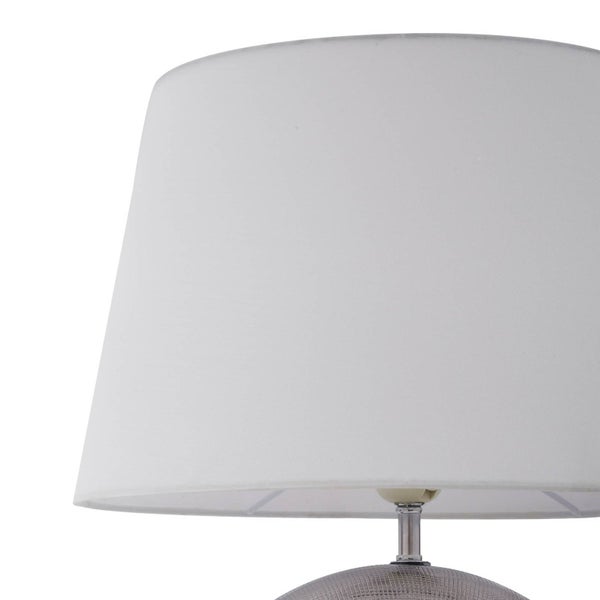 Lindby Tischlampe, Tischleuchte Stoffschirm weiß Nachttischlampe Stoffschirmlampe 1x E27 max. 60W ohne Leuchtmittel Schlafzimmerlampe
