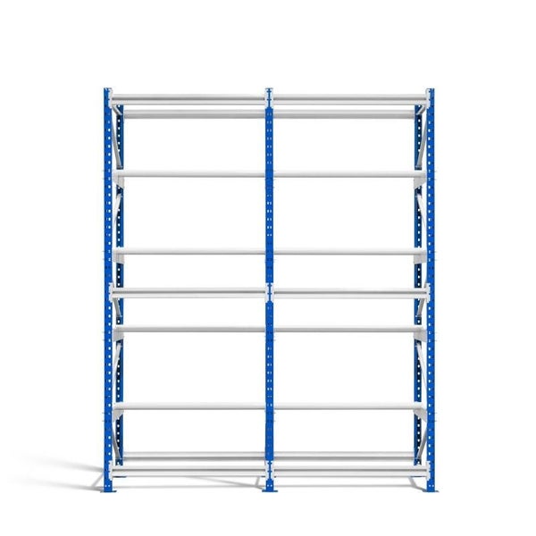 PROREGAL Spulenregal Maximus HxBxT 240 x 100 x 50 cm 3 Ebenen Spulenhalter Durchmesser 5 cm Lichtblau-Lichtgrau
